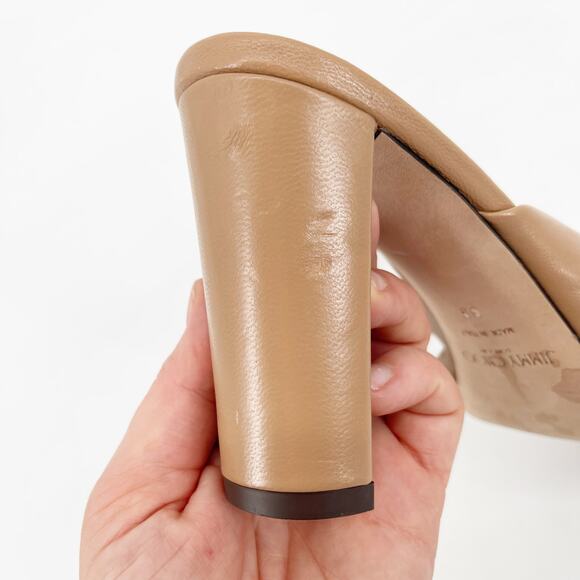 Jimmy Choo Avenue 85 Beige Tan Leather Knotted Block Heel Slide Sandals IT 39 - Picture 10 of 12